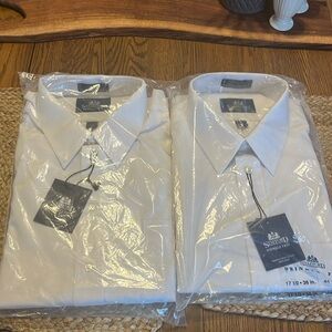 Stafford two dress shirts, 17 1/2 36 wrinkle free white